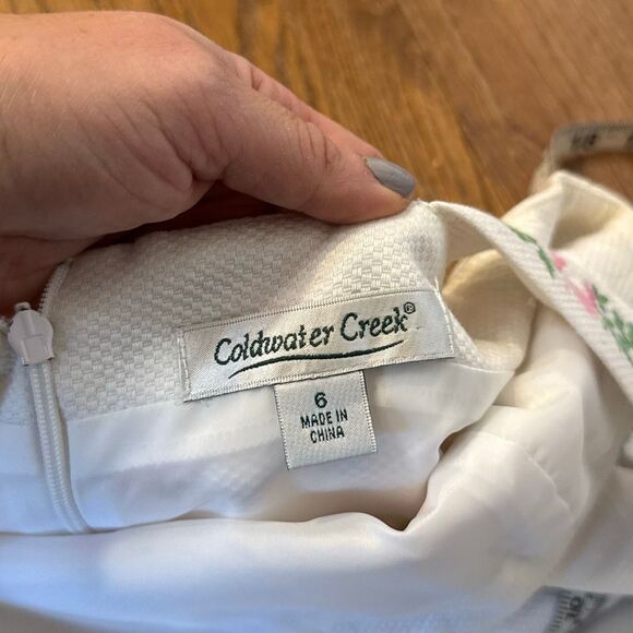 Coldwater Creek white embroidered floral tank dress size 6 - Picture 5 of 11
